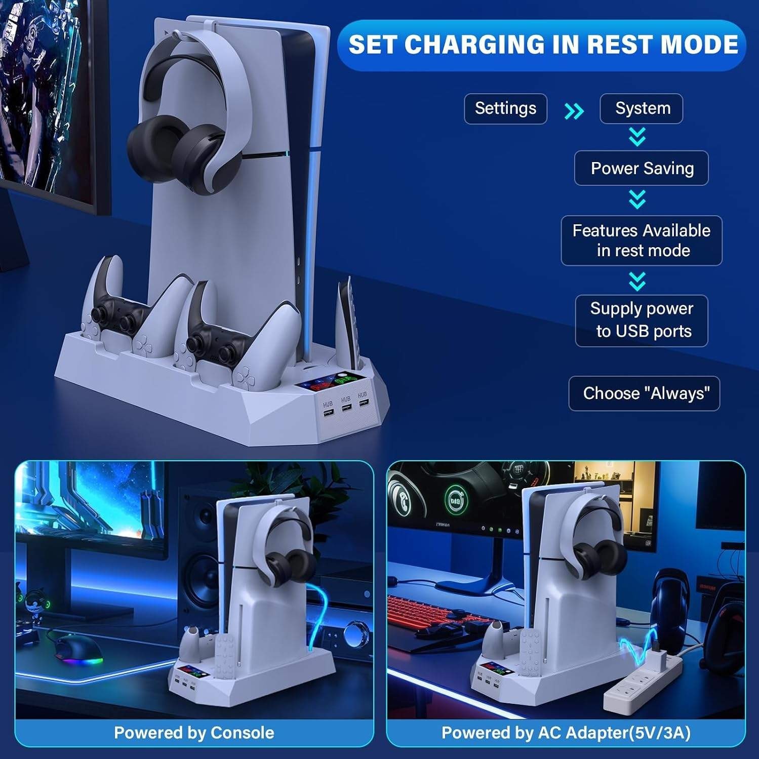PS5/Slim/Pro Cooling Station for PS5 Console Disc/Digital Edition