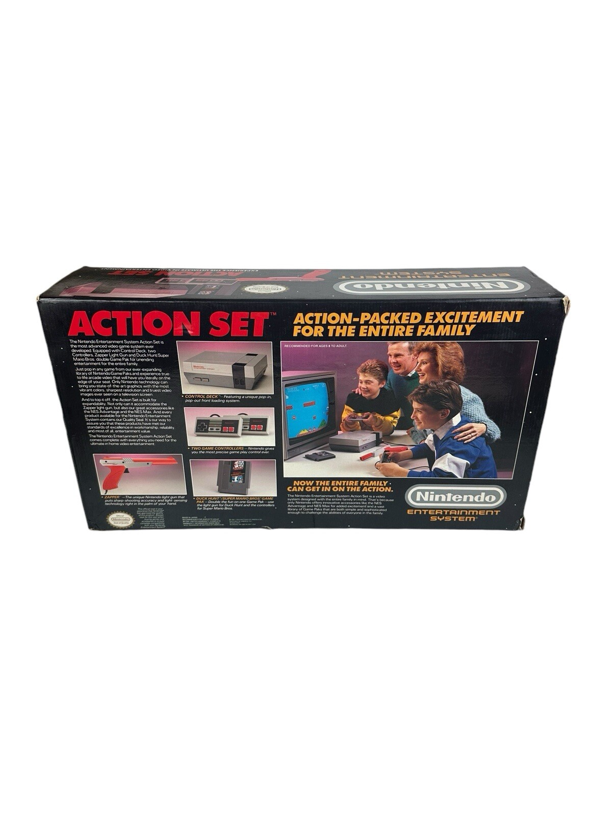 Nintendo NES Action Set Console Complete In Box w/Orange Zapper Mario 1, 2 & 3