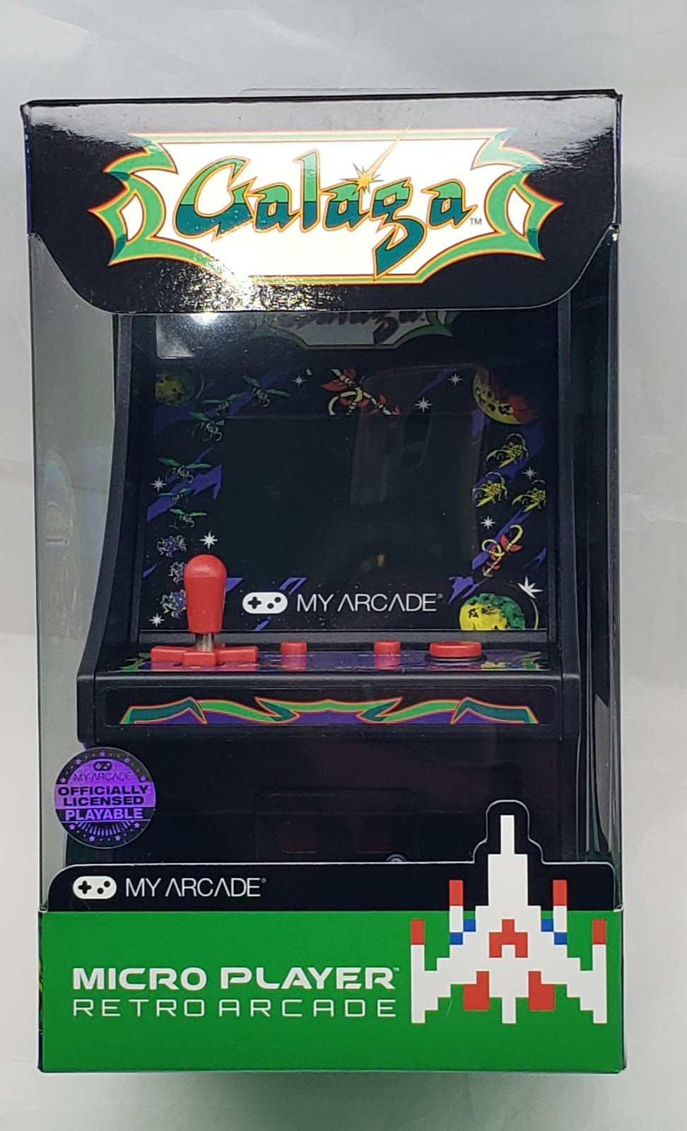 My Arcade Galaga Micro Player Retro Mini Game System, desktop or handheld, w box