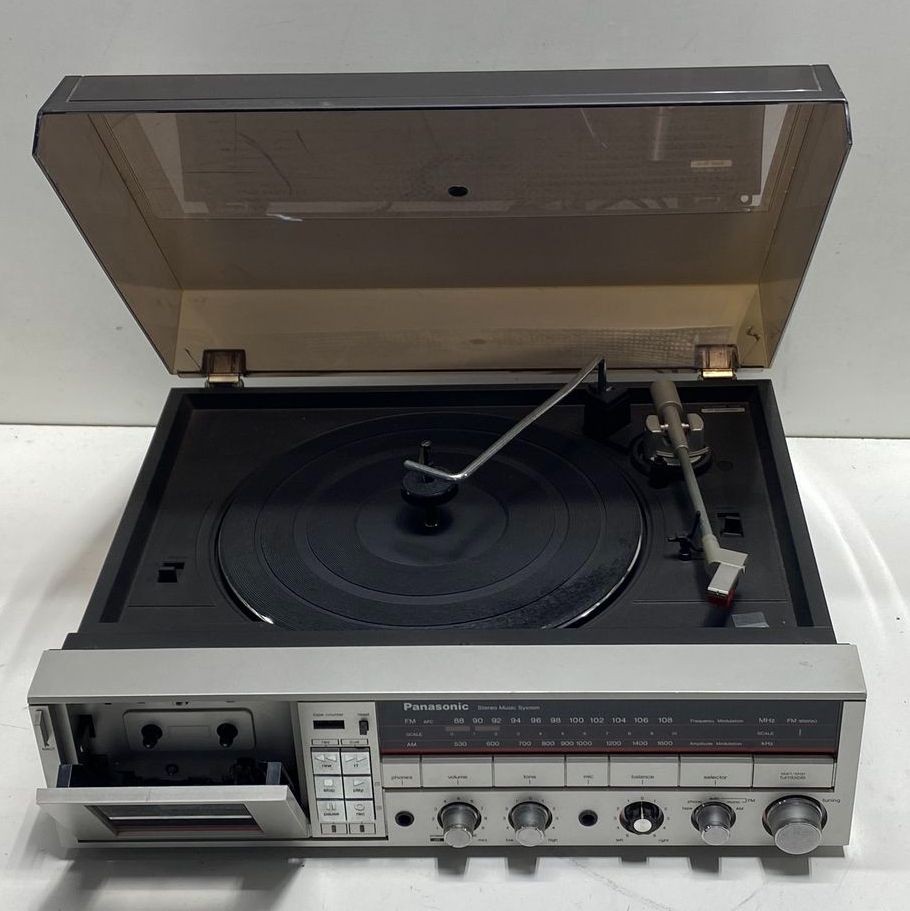 Panasonic Stereo System SG-V11 Silver FM AM Cassette Turntable Power Cord