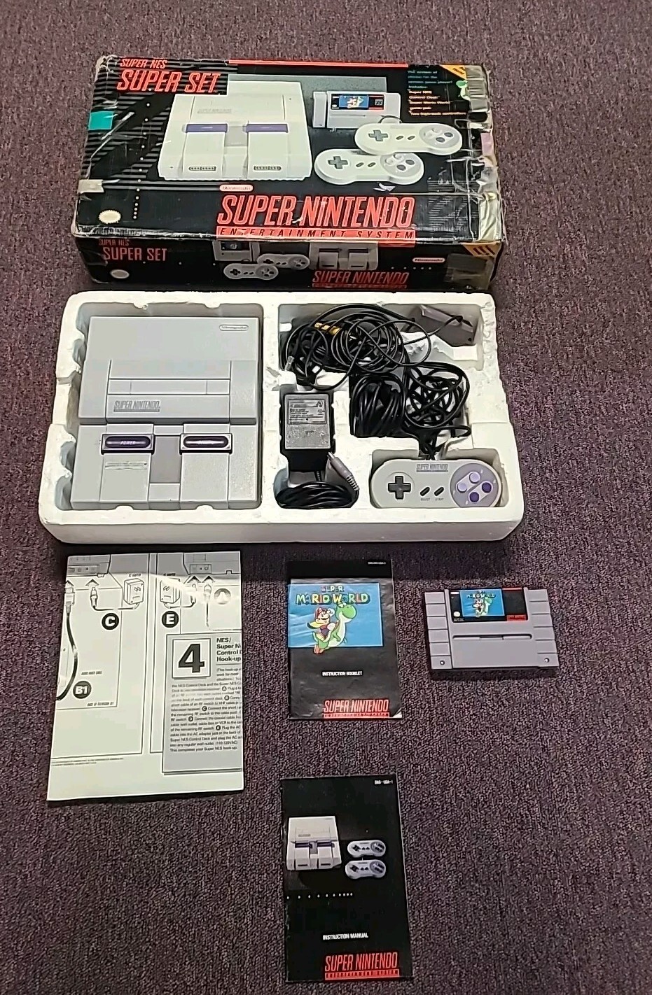 Super NES Super Set Console System Super Mario Super Set (Tested & Works Well)
