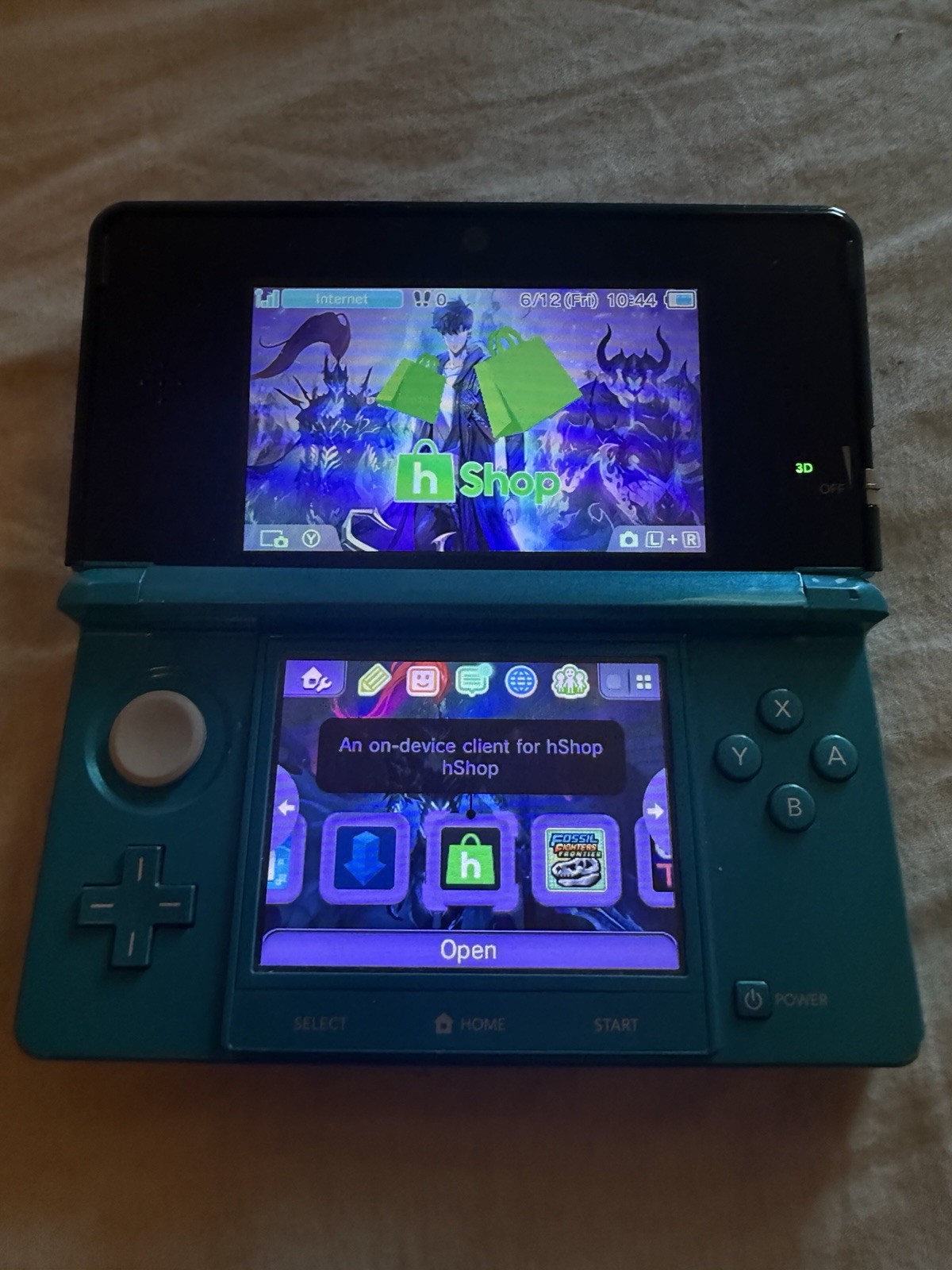 Nintendo 3DS Aqua Blue Handheld Console Used
