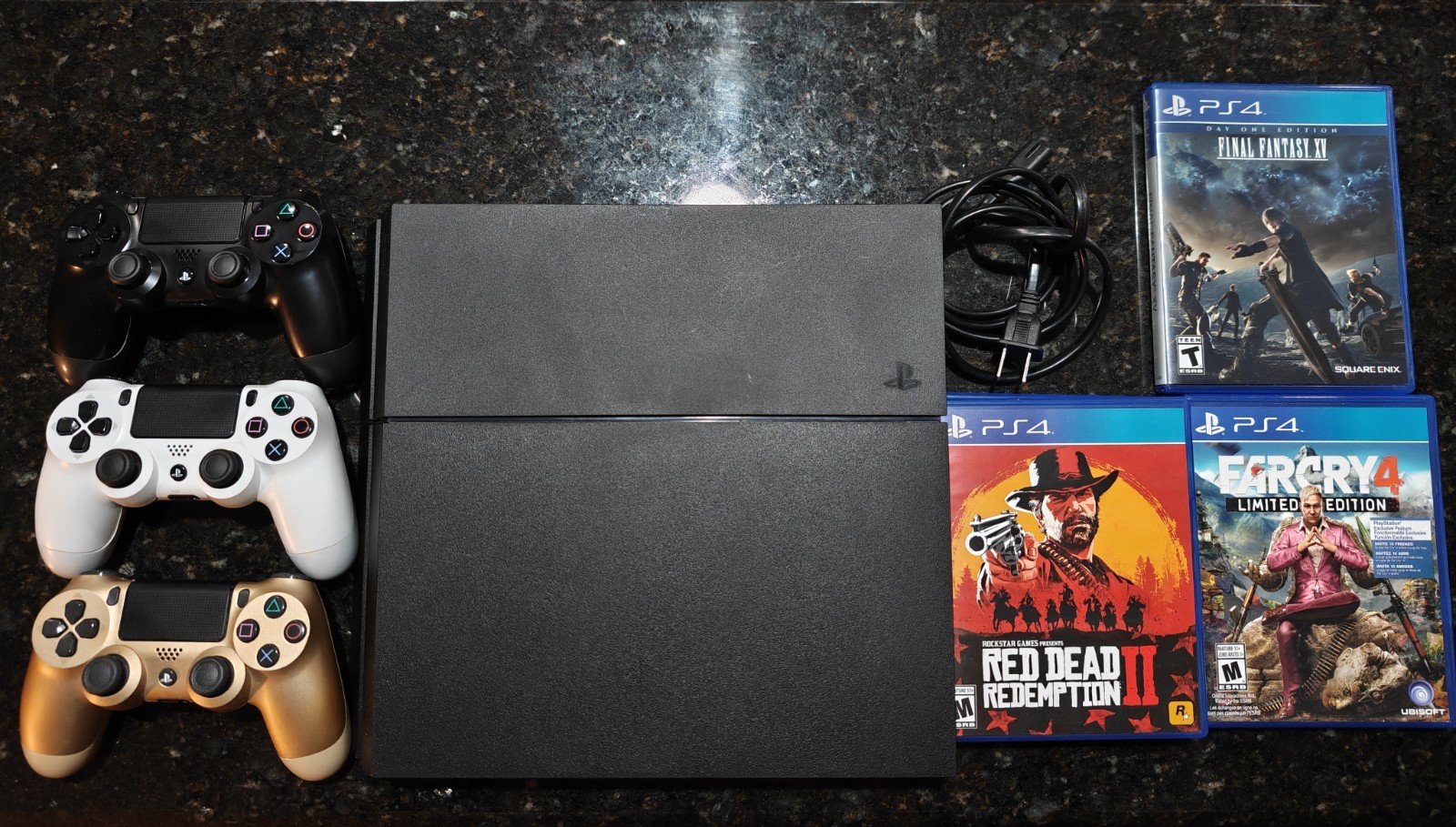 Sony PlayStation 4 (500 GB) Console – BUNDLED w/ 3 Controllers & 3 Games
