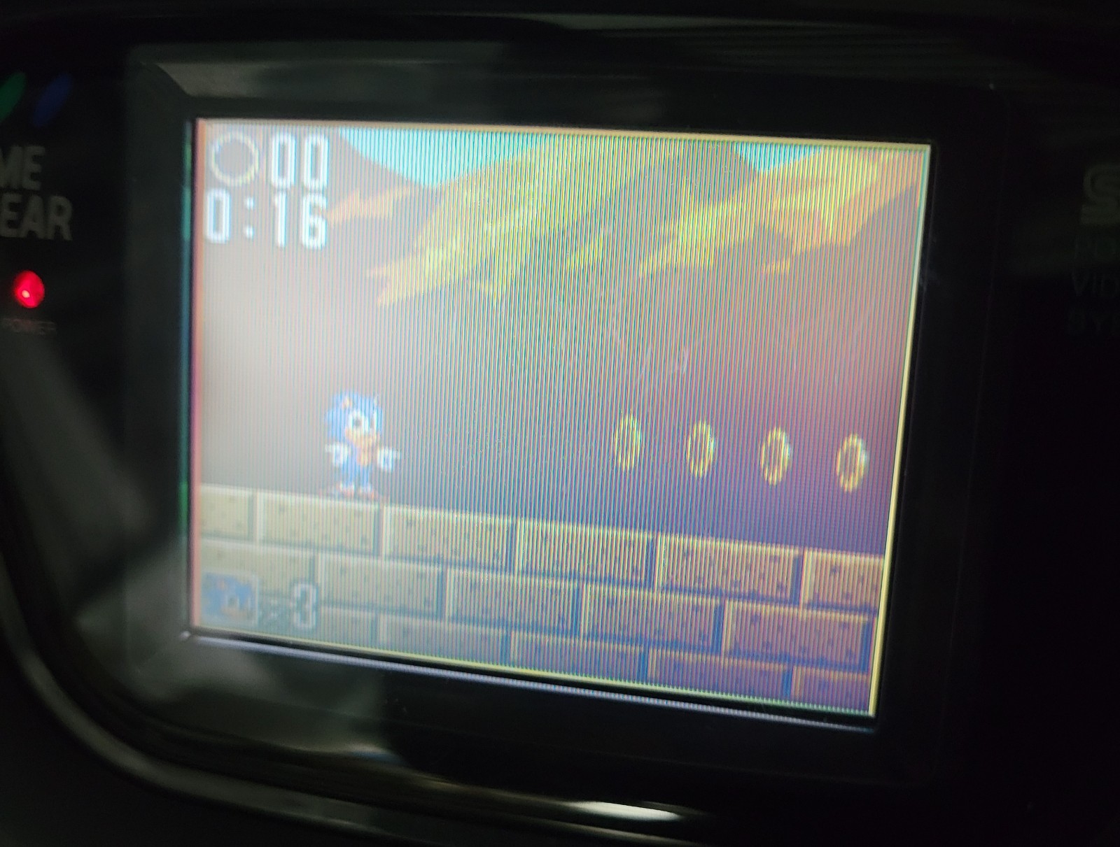 Sega Game Gear Console with Powerback Adapter and Sonic Game Tested Working