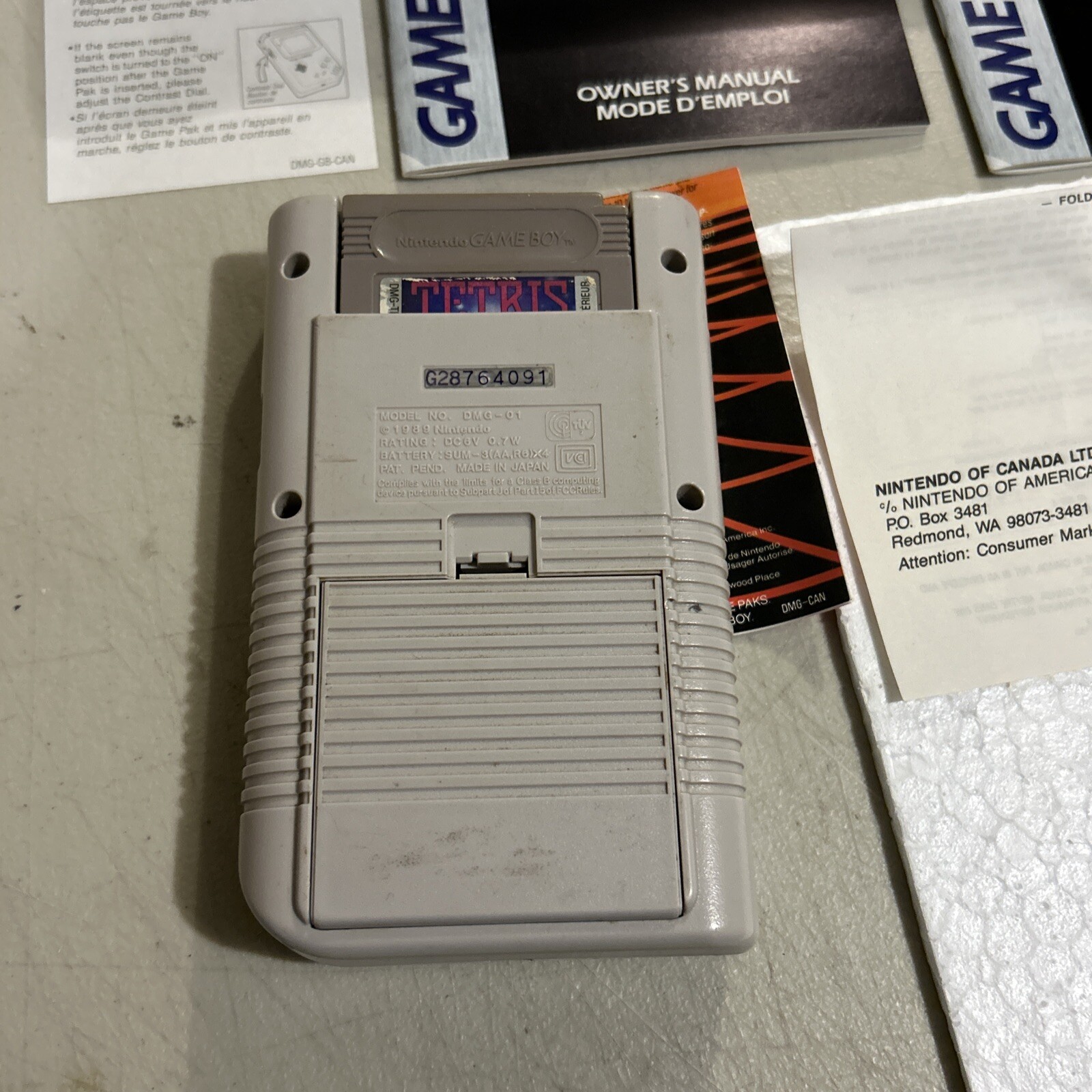Original Game Boy Compact Video Game System Boxed W/ Manuals, Cables Tetris Nice