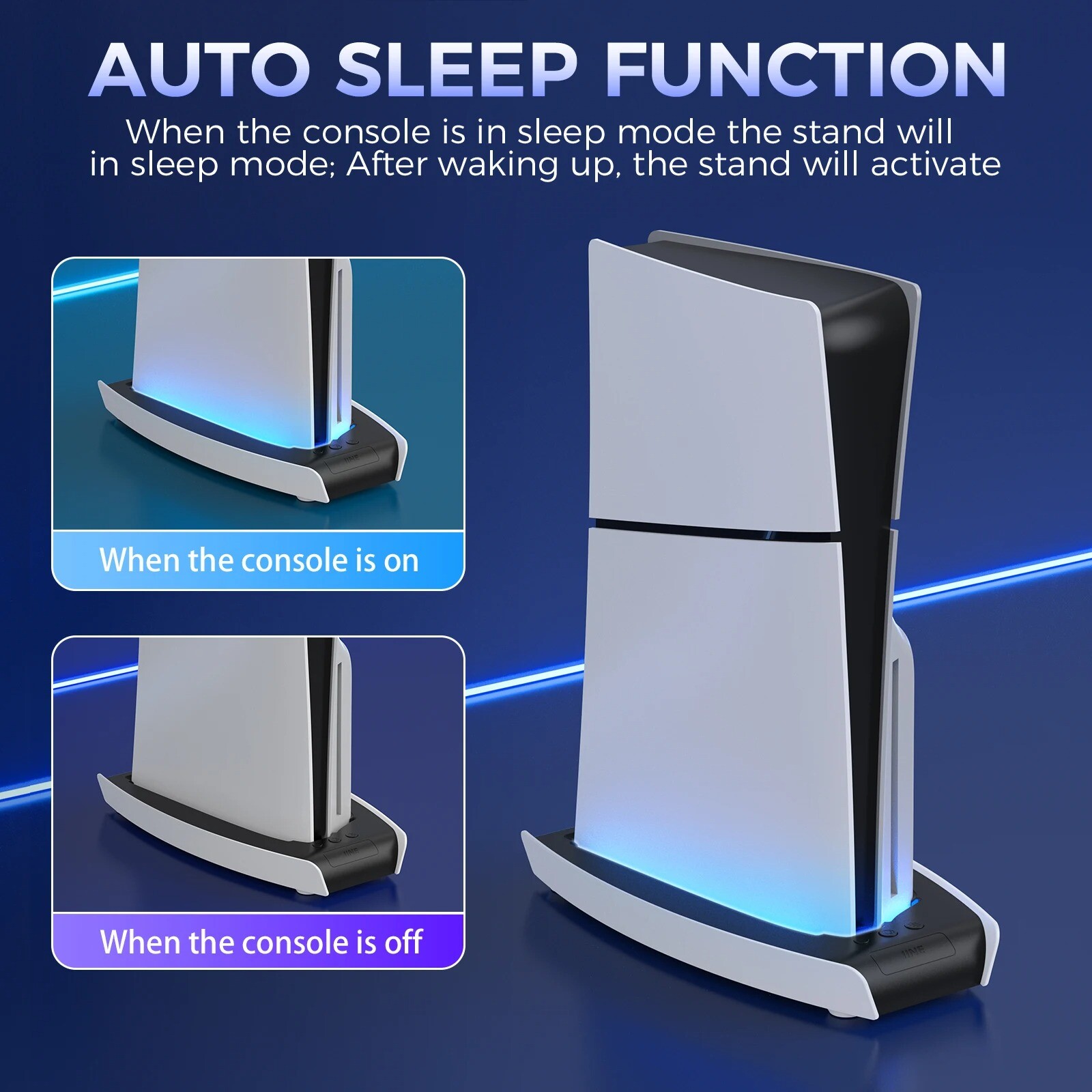 IINE Slim Stand Base LED Light Vertical Holder Stand Accessory for PS5 Slim