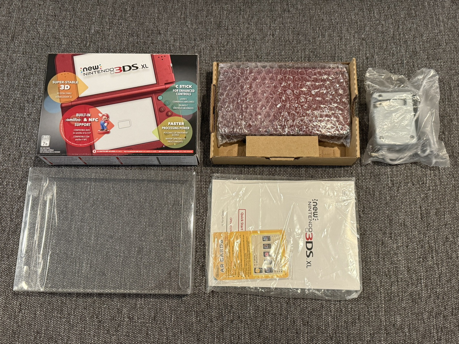 Nintendo New 3DS XL Red – Complete In Box w/Charger. Top Screen IPS. Box is Nice