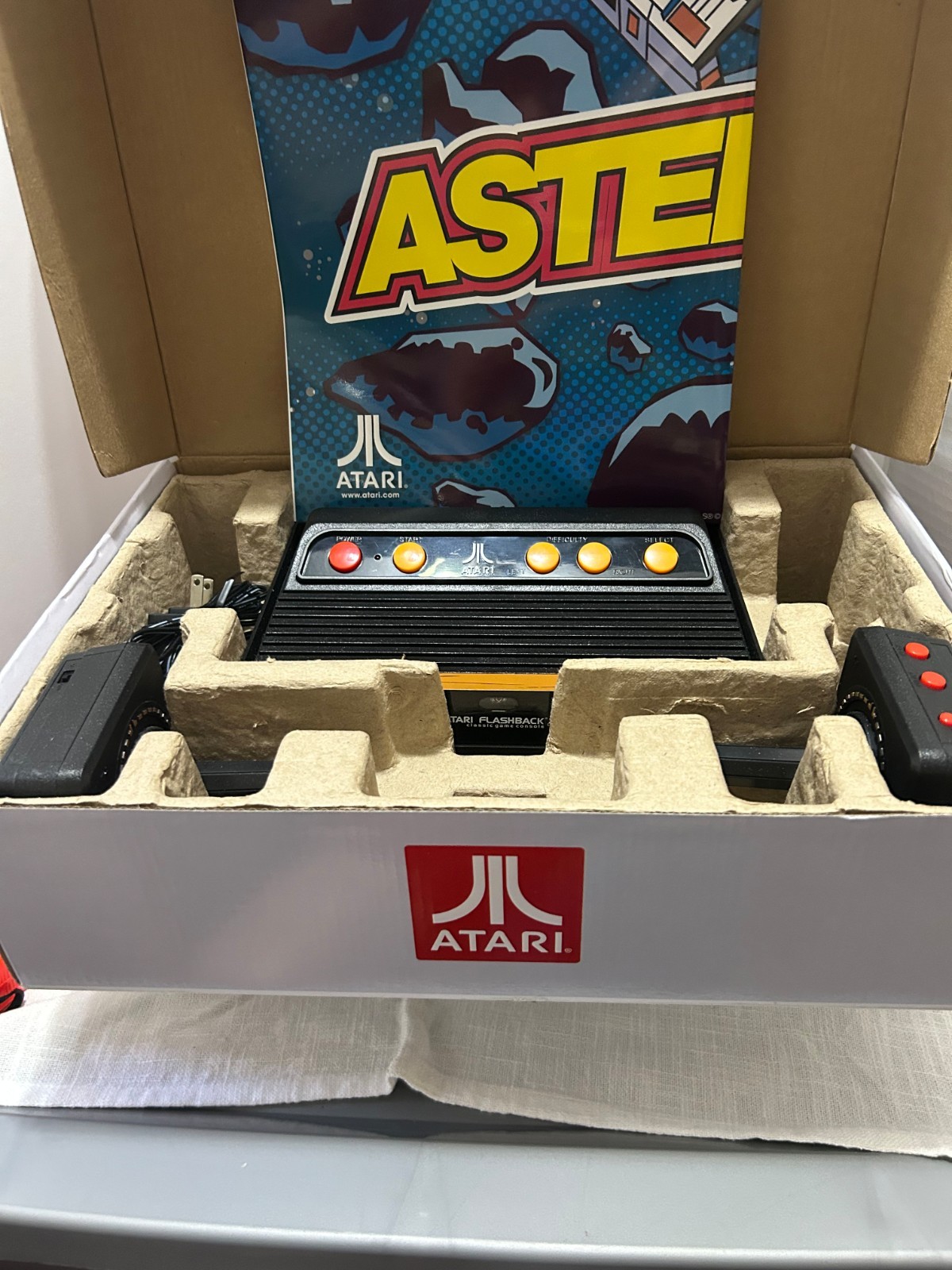 Atari Flashback 4 Classic Game Console Bundle 75 Built in Games with Poster