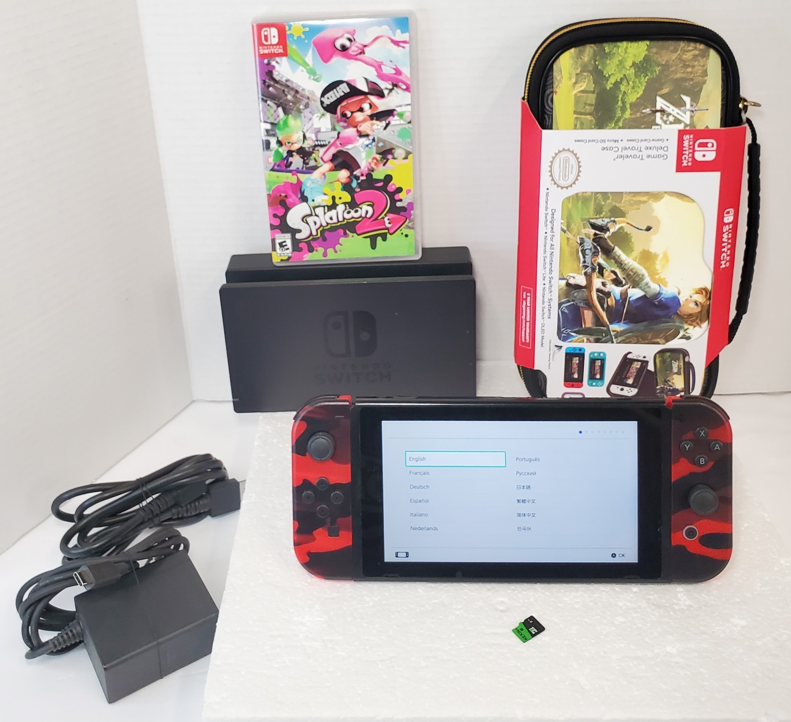Nintendo Switch v1 HAC-001 w Joycons 8GB SD Charger Accessories & Game – TESTED✅