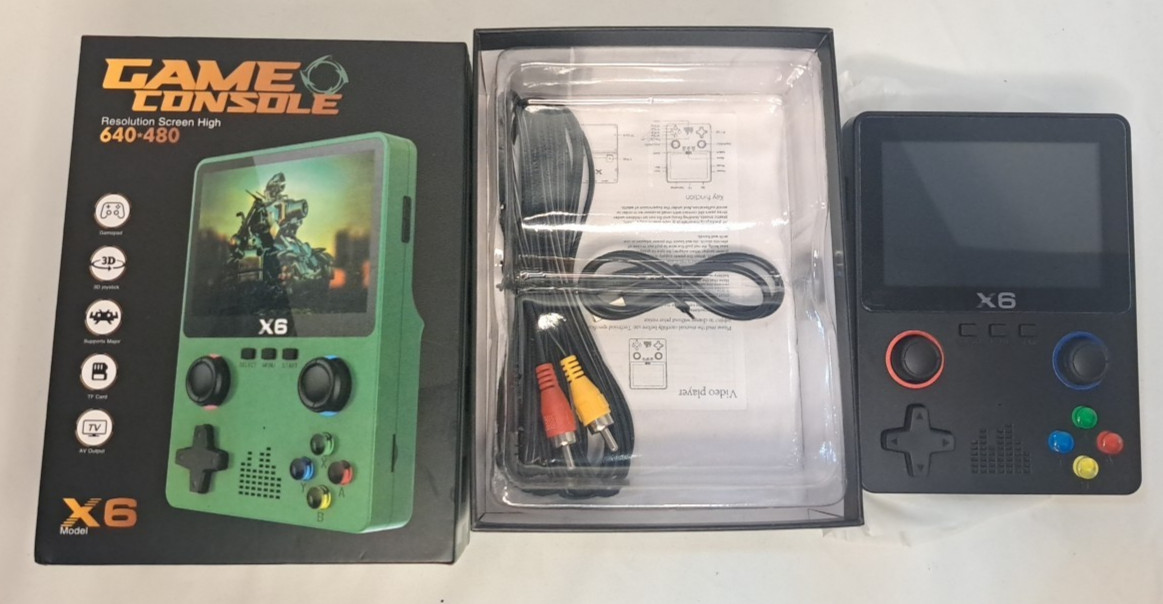 𝐗-𝟔, 3.5 inch Retroblast Console Handheld, 640×480 Resolution, Black Color