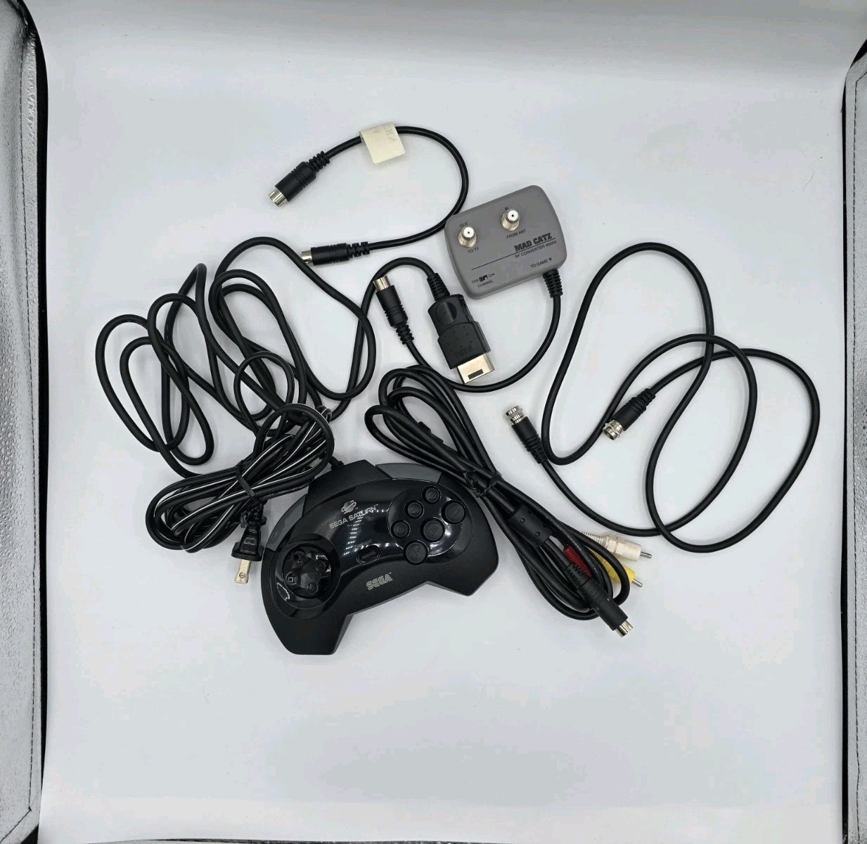 SEGA Saturn MK-80000 Console Controller Cables RF Converter W/Game COMPLETE *VE