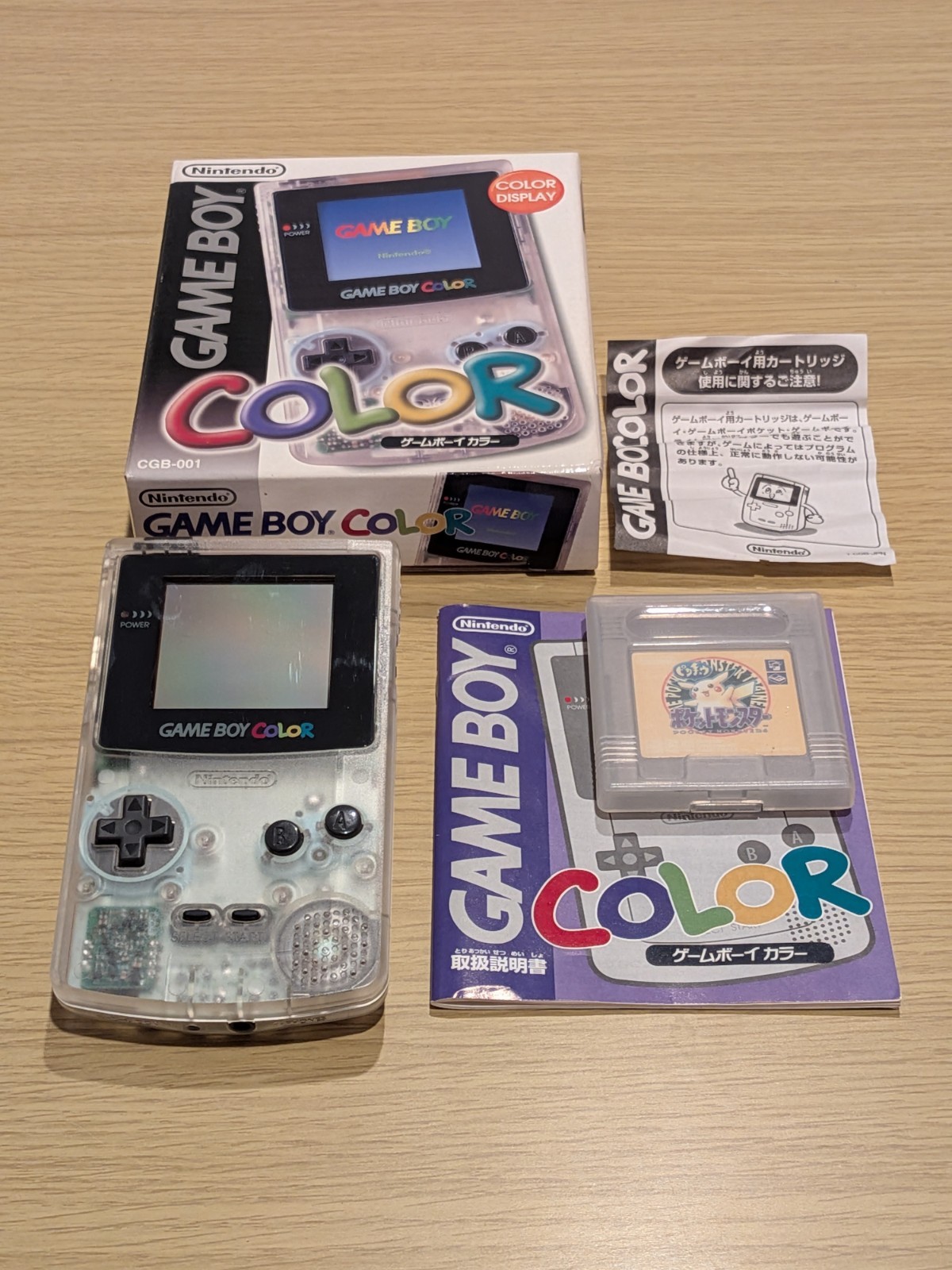 Nintendo Game Boy Color Clear Console Japanese Boxed Tested + Pokemon Yellow