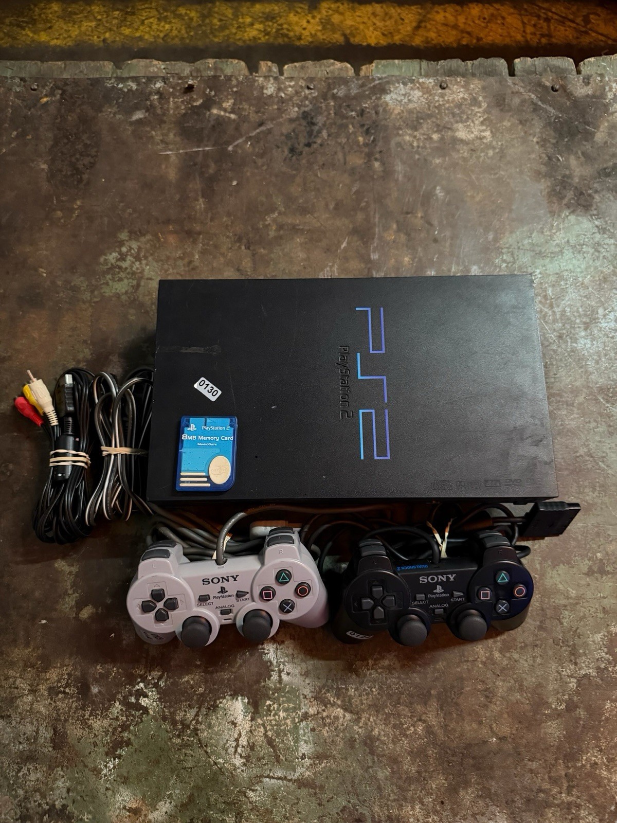 Sony PlayStation 2 PS2 Fat Console with OEM Cords + 2 Controllers + Memory Card