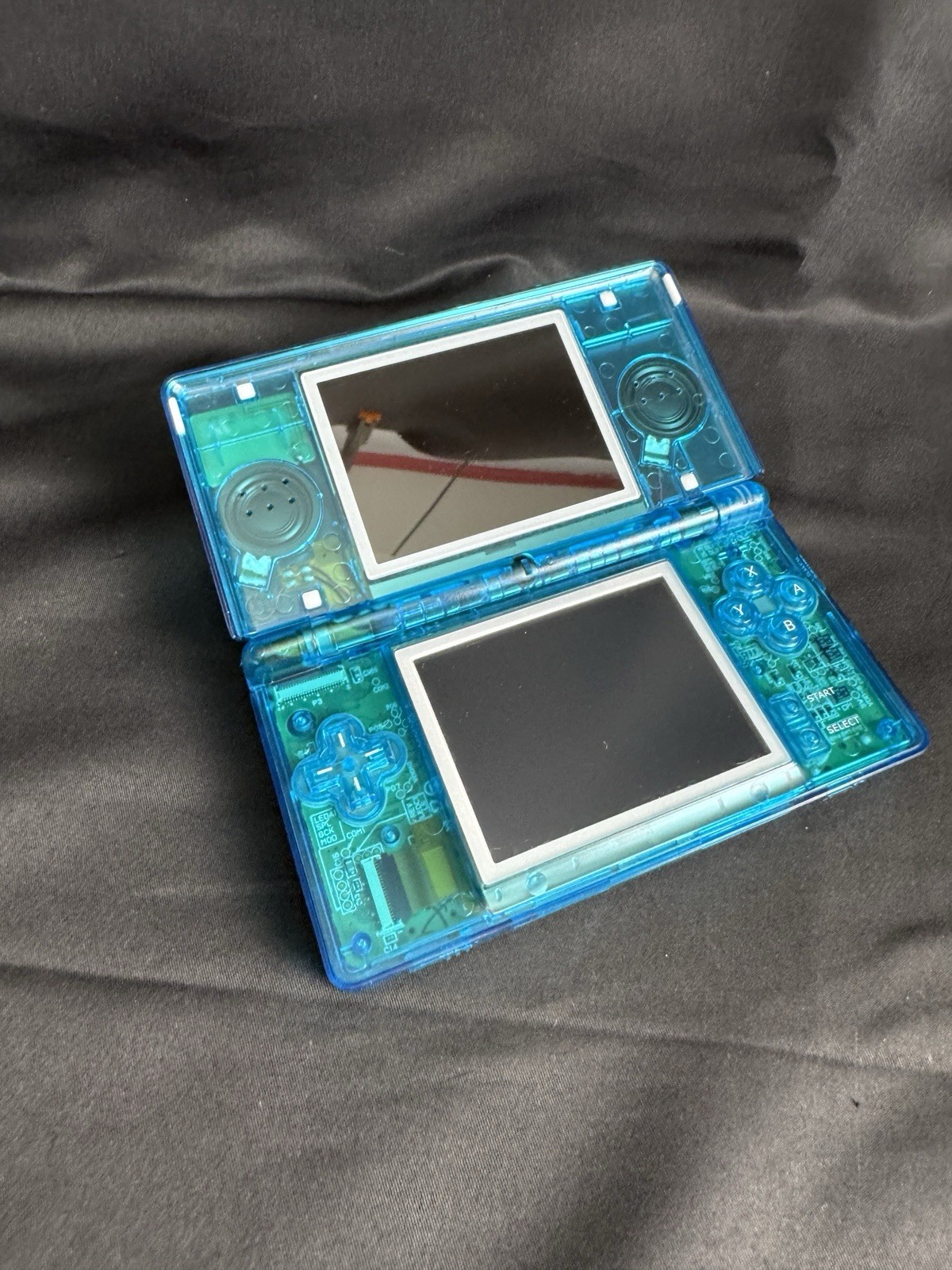 Custom Transparent Blue Nintendo DS Lite Reshelled Tested & Working IPS & USB-C