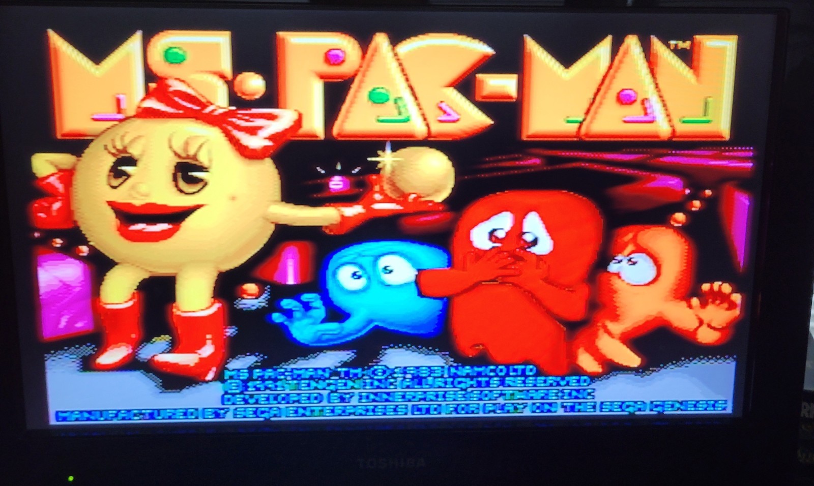 Sega Genesis Model 1 Console Bundle with Sonic Ms Pacman Tested