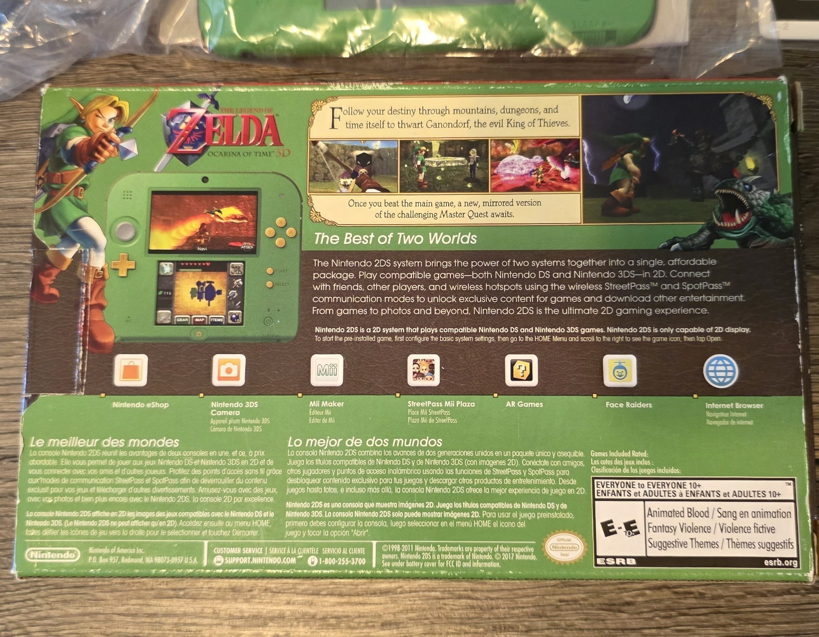 Nintendo 2DS Legend of Zelda Ocarina of Time 3D Green Console