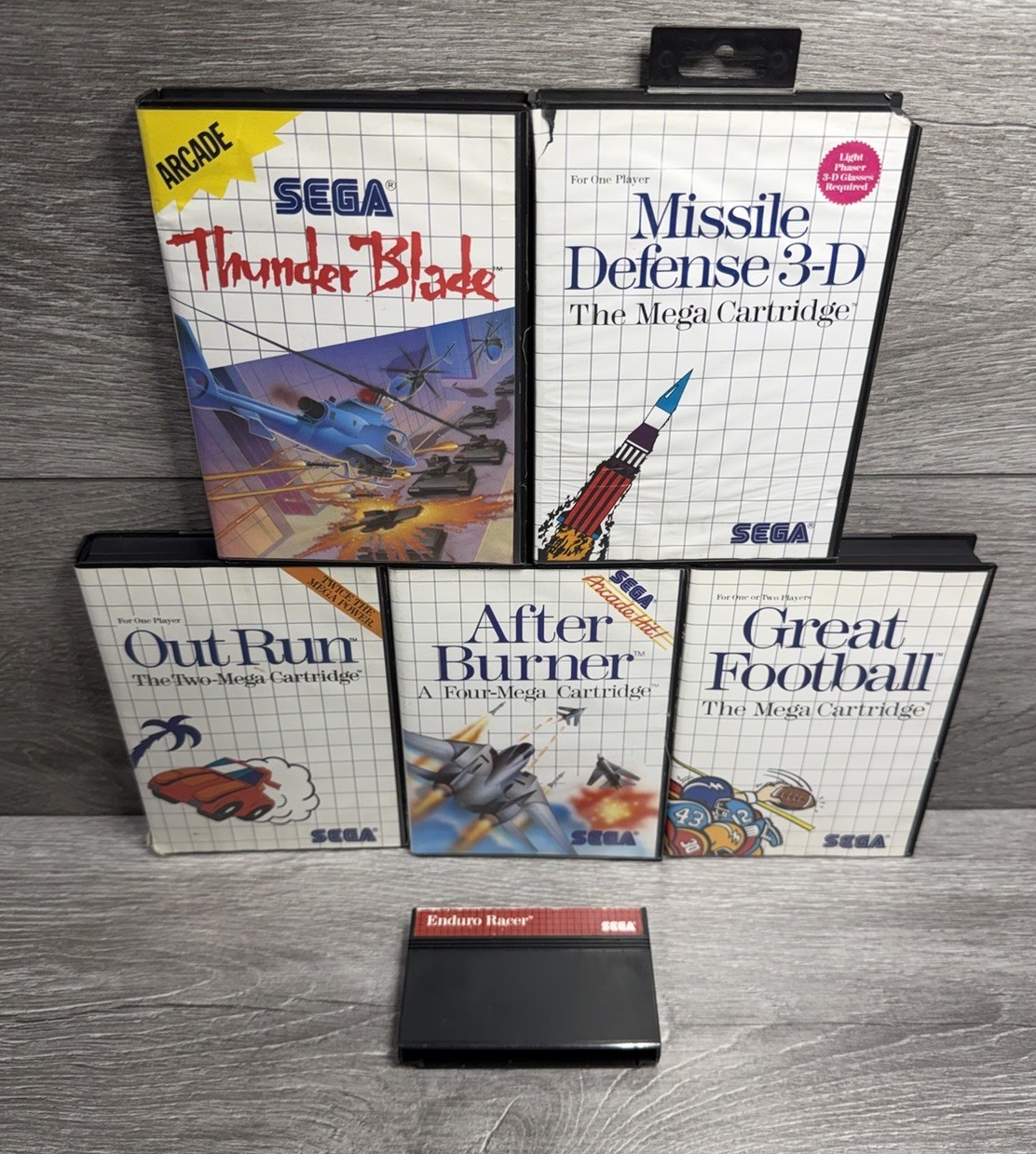 Sega Master System Power Base Console + Controller AC & RF + 6 Games Bundle Lot