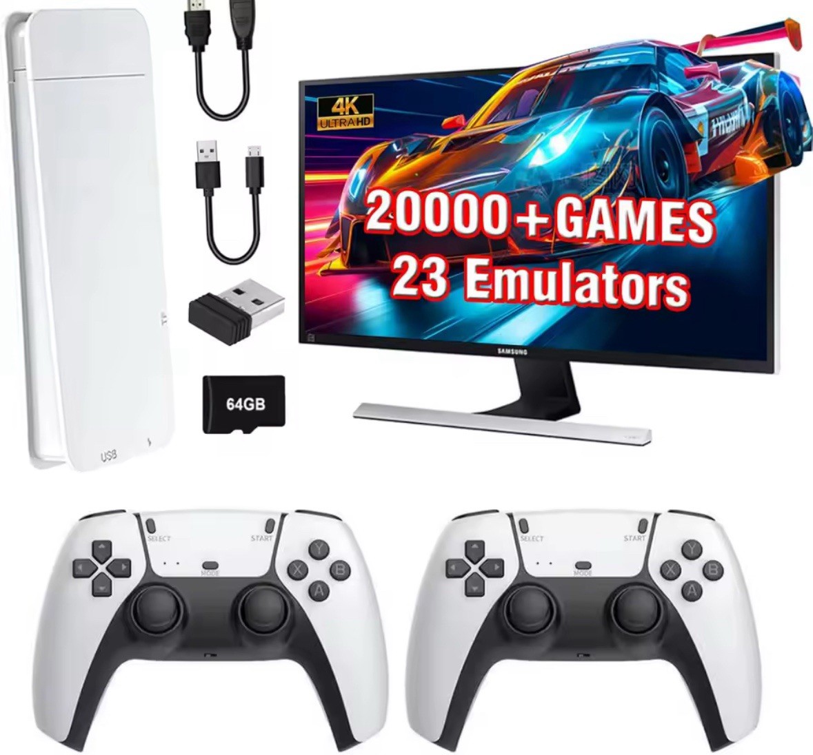 M15 Retro Gaming Console 4K HD Output 20,000 Games + 2 Wireless Controllers