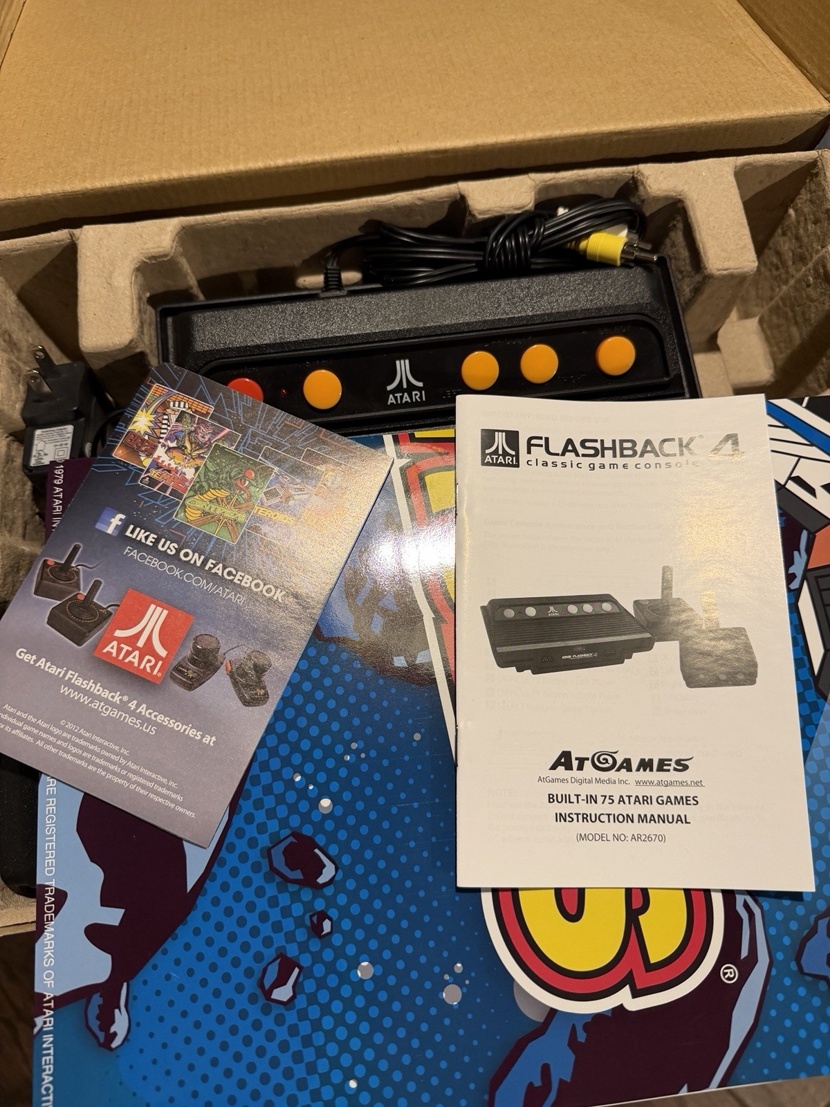 Atari Flashback 4 Classic Game Console Bundle 75 Built in Games with Poster