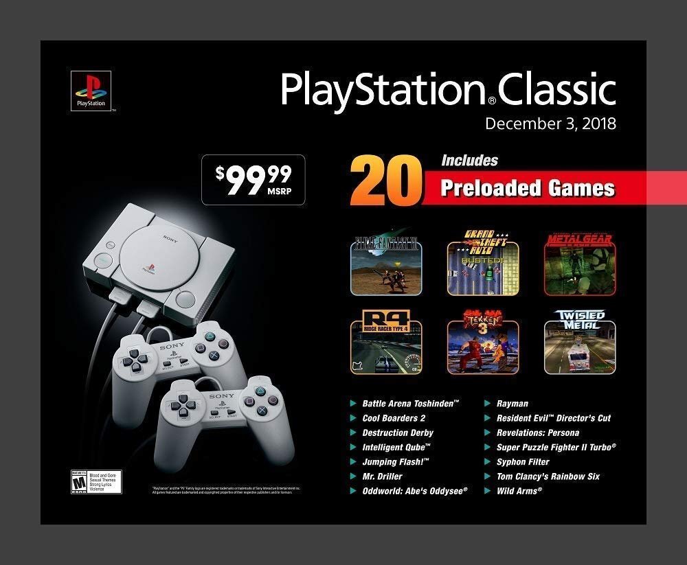 Playstation Classic Console Holiday 20 Games Bundle