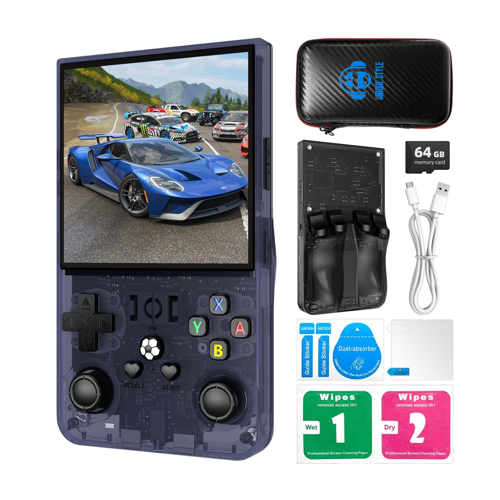 R36MAX Retro Handheld Game Console, 4.0 Inch 720×720 IPS Screen, 64GB Built-i…