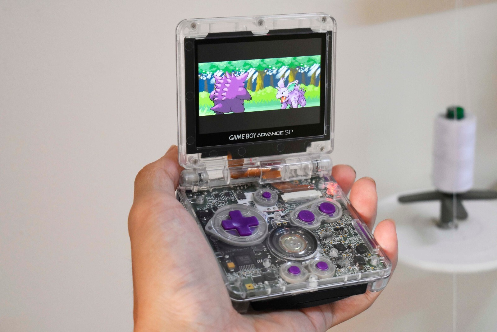 Backlit IPS LCD GBAsp Mod Nintendo Gameboy Advance SP LEDs Lamp Catching Mewtwo