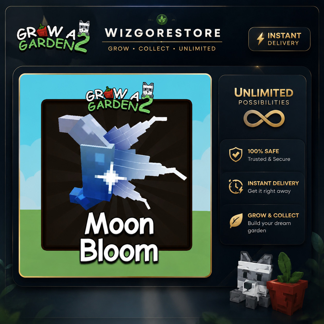 🎍NEW Moon Bloom Seed🎍 | Grow A Garden 2 | Instant Delivery | Trusted Seller