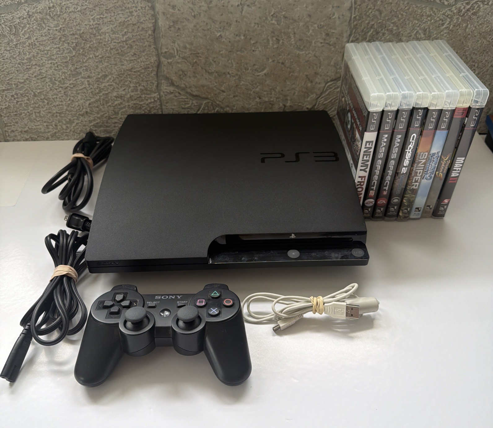 Sony PlayStation 3 PS3 Slim Console 160GB (3001A) w/ Controller & 8 Games Tested