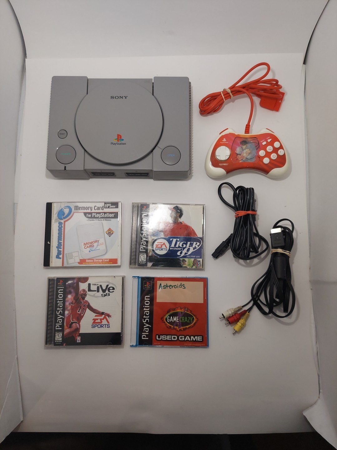 Sony PlayStation 1 PS1 Console Bundle with Controller, Cords, Memory And Games