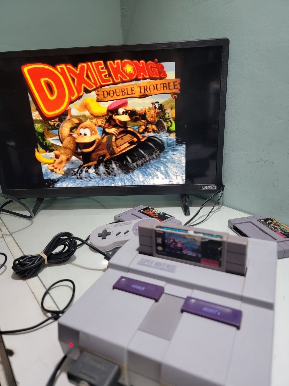Super Nintendo System SNES Bundle Console with 7 Games 2 Controllers WORKS!