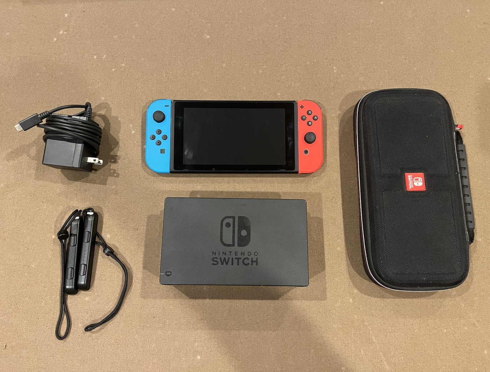 Nintendo Switch console with case and other accessories