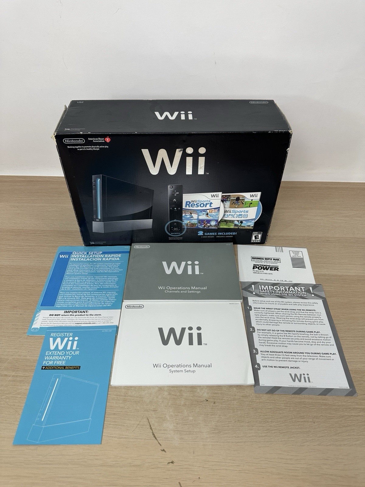 Nintendo Wii Black American Heart Bundle – Cardboard BOX ONLY w/ Manual/Inserts