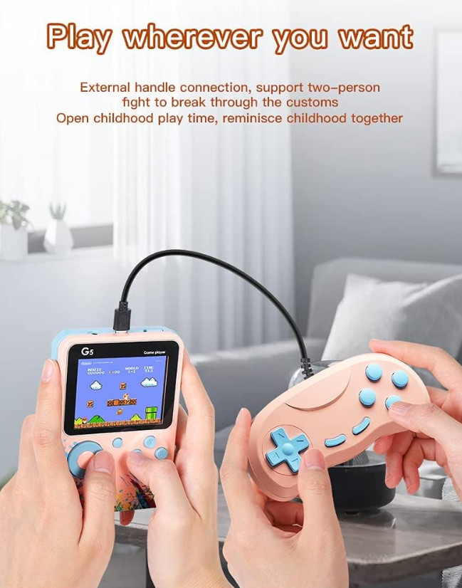 ELECDON G5 Retro Handheld Game Console – 500 Built-In Classic Games (Blue)