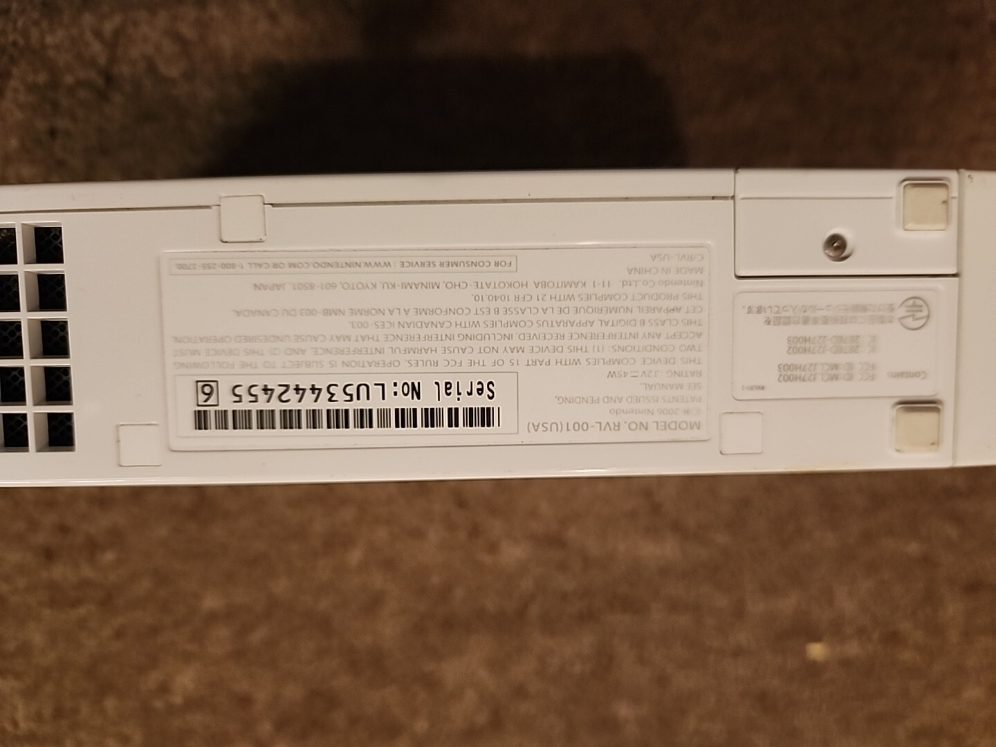 Nintendo Wii Video Game Console System White TESTED