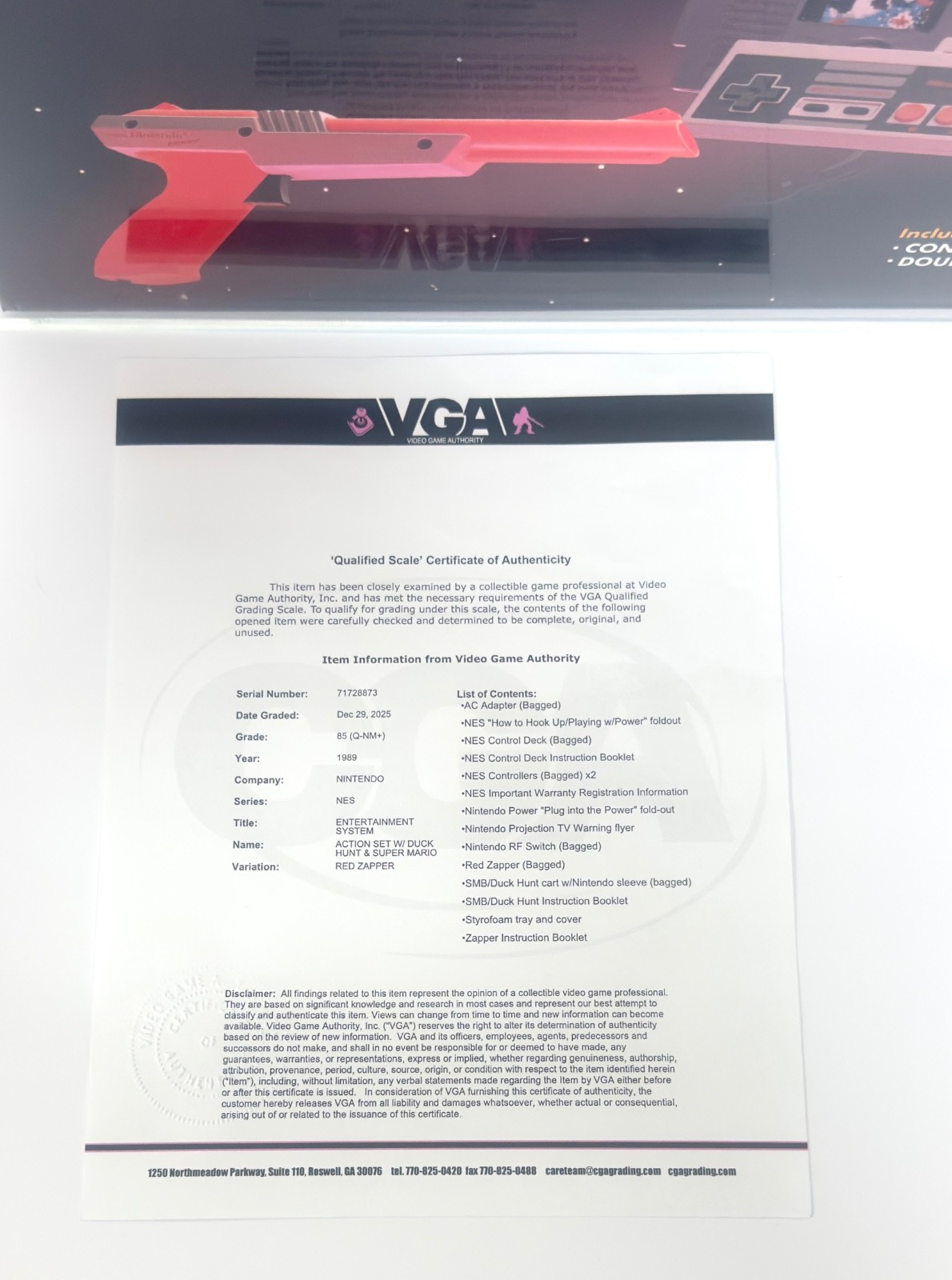 Nintendo Entertainment System Action Set Console VGA 85+ NM+ Qualified _STUNNING