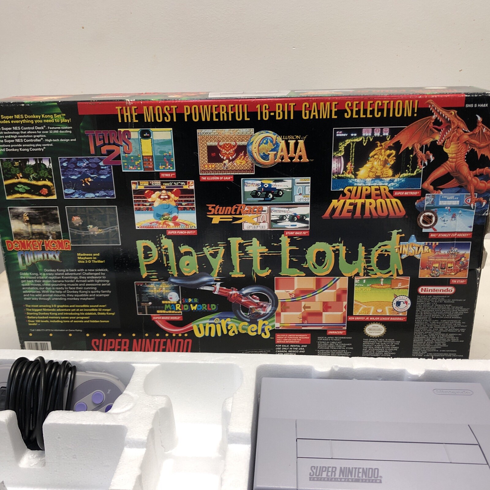 Super Nintendo Donkey Kong Country SNES System Console Missing Parts See Pics