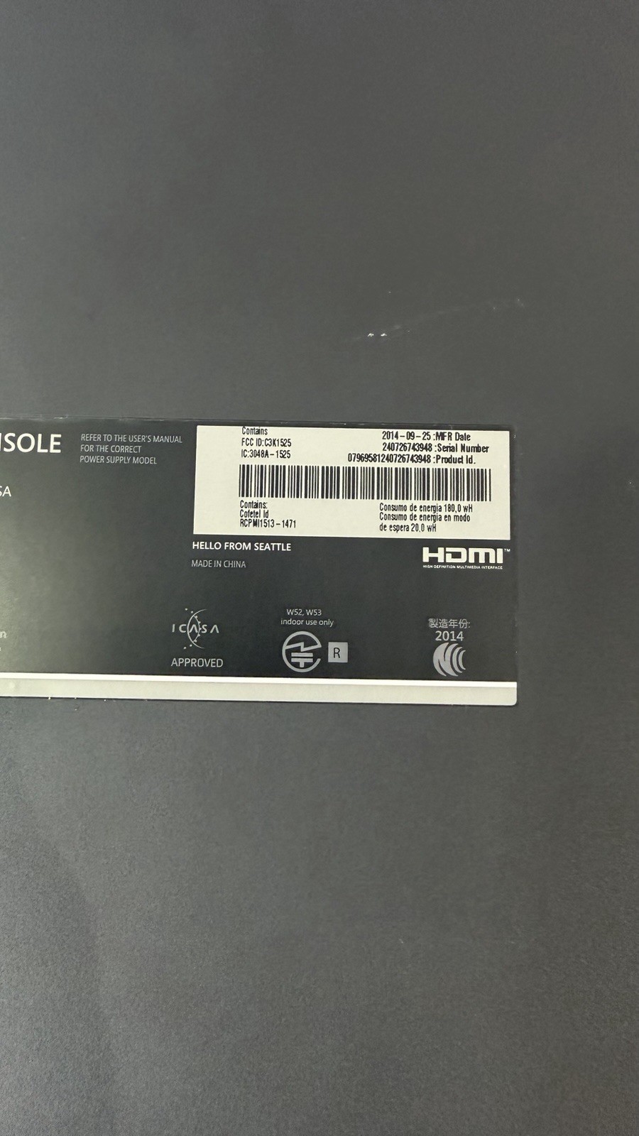 Xbox One 500GB Console Black Tested Working No HDMI Cable Included