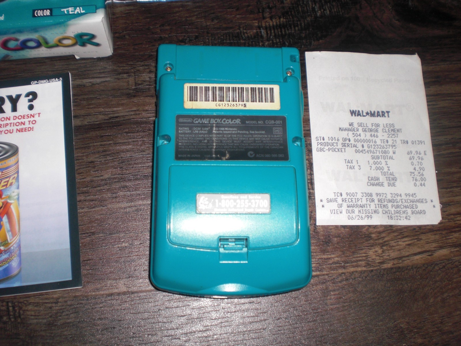 Nintendo Game Boy Color Console System Blue Teal COMPLETE Box CIB Bags Receipt!