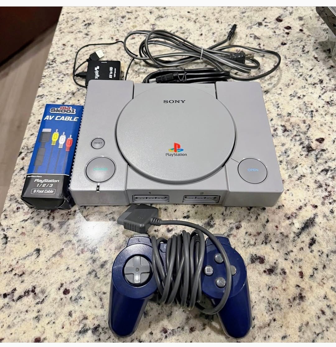 Sony PlayStation 1 Video Game Console – With Controller And TV Cables EUC