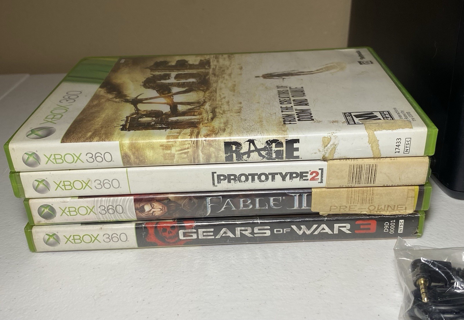 XBOX 360 Console Bundle 4 Games Power & AUX Cable Model 1439 No Controller