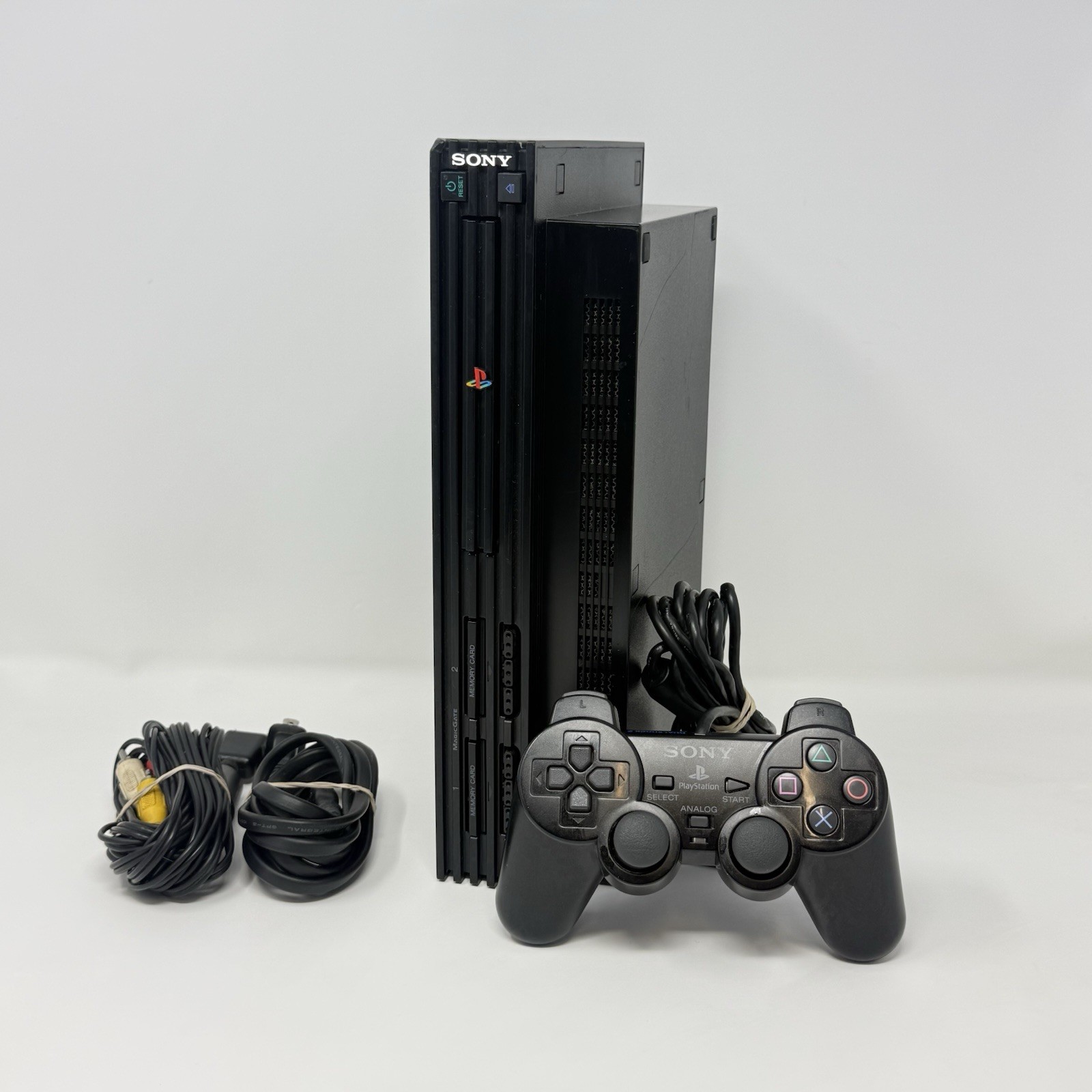 Sony PlayStation 2 PS2 Black Console SCPH-39001 Controller Cords Tested