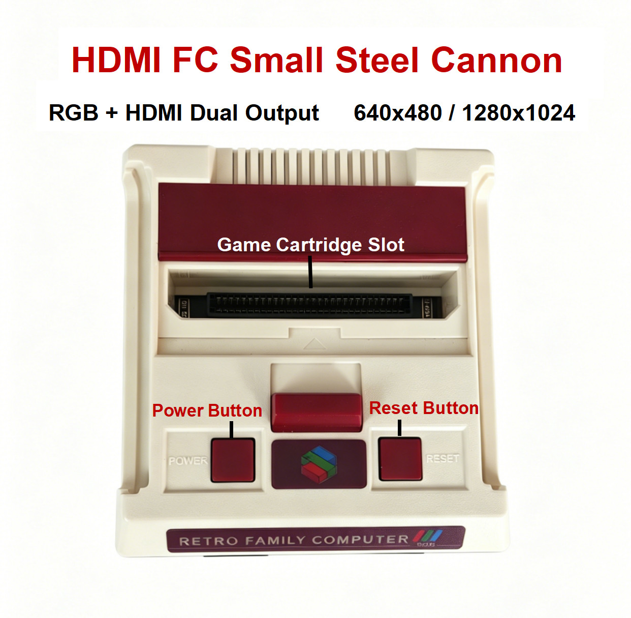 HDMI RGBS FC Small Steel Cannon FPGA Console NES Famicom Retro Game