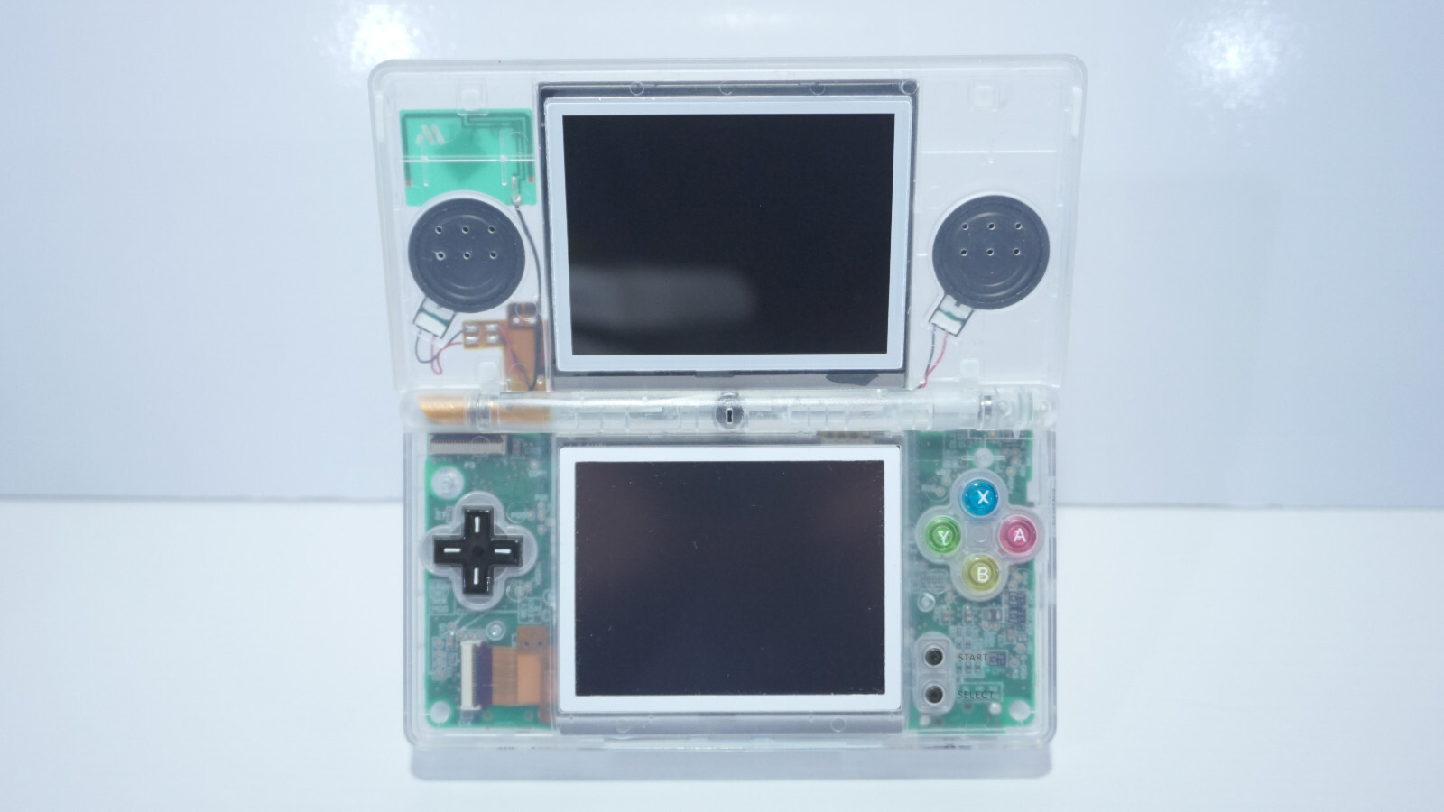 Nintendo DS Lite Transparent Clear Handheld Game System with SNES Buttons