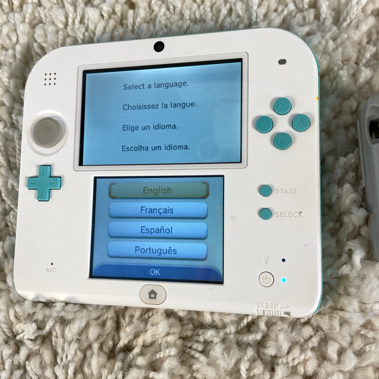 Nintendo 2DS Sea Green Handheld System Console Model FTR-001 Tested