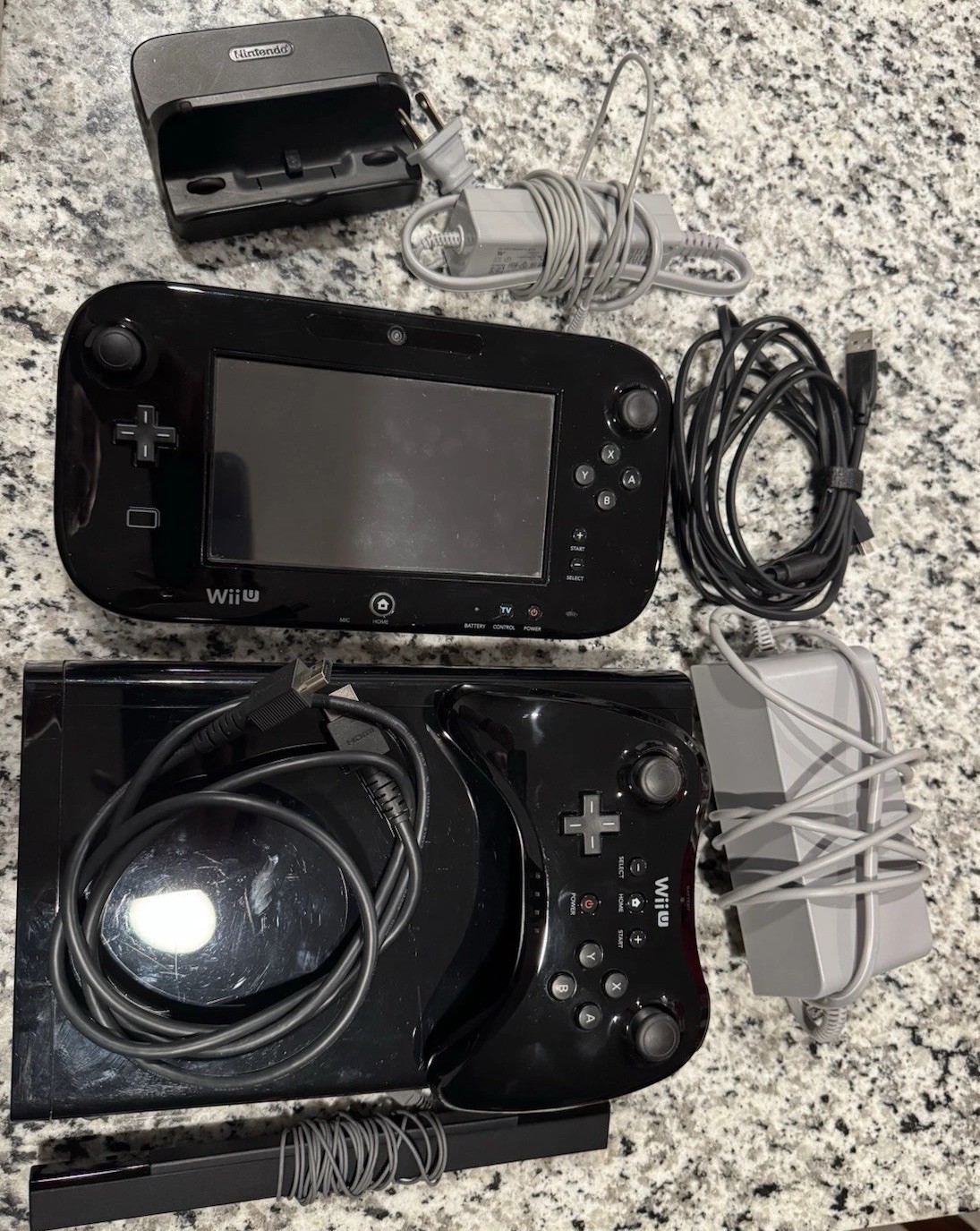 Nintendo Wii U 32GB Black Console with Gamepad and Pro Controller