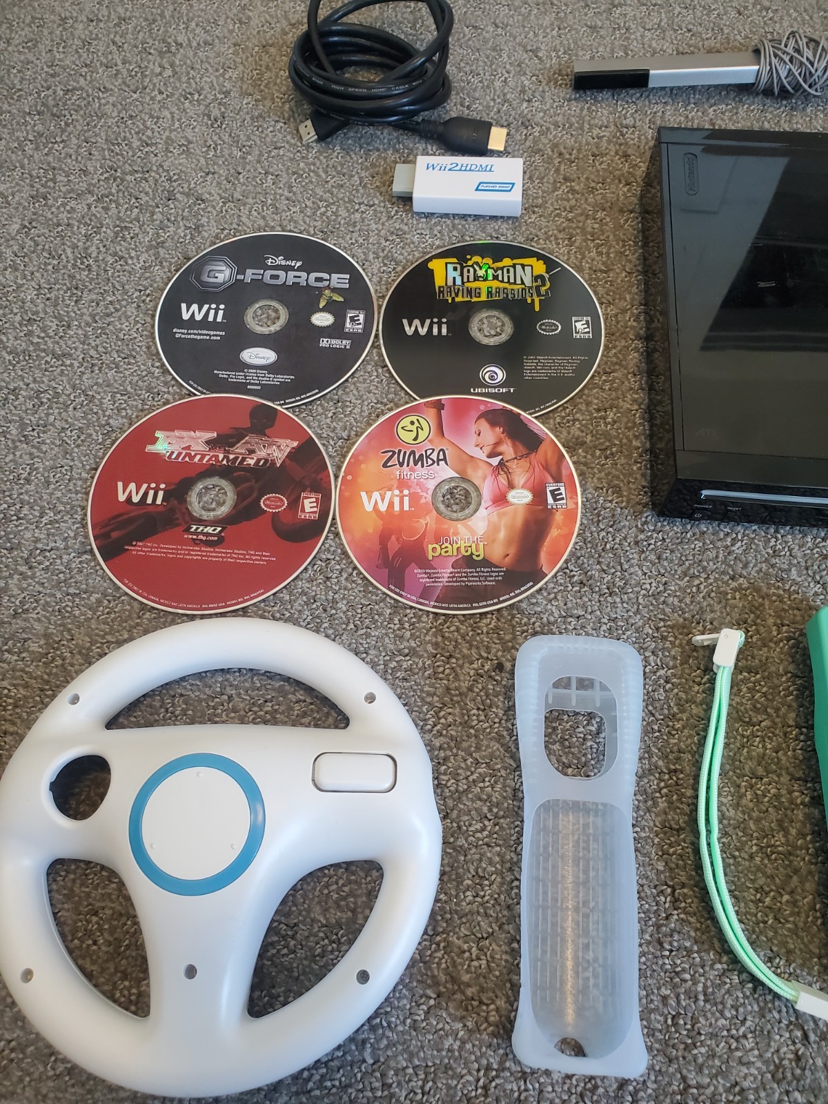 Black Nintendo Wii Console System Bundle w/ 10 Games Nunchuck TESTED! Deblob