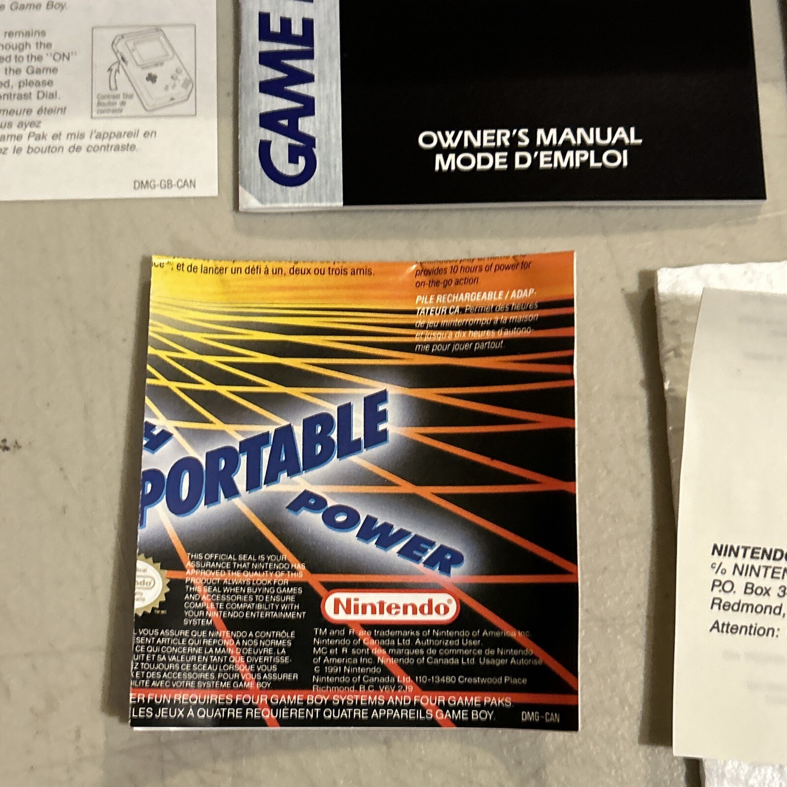Original Game Boy Compact Video Game System Boxed W/ Manuals, Cables Tetris Nice