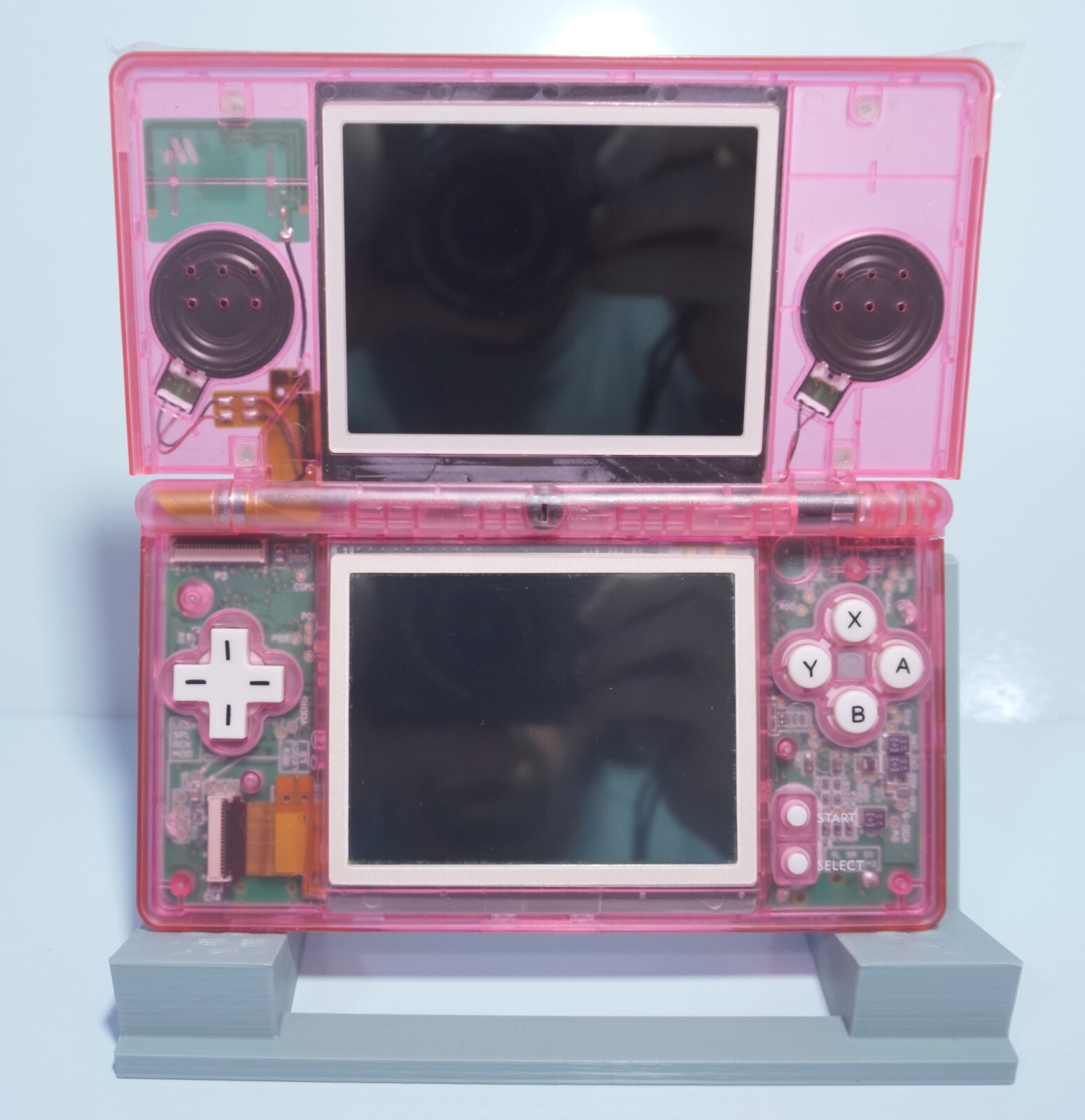 Nintendo DS Lite Transparent Clear Super Pink Handheld System with Charger