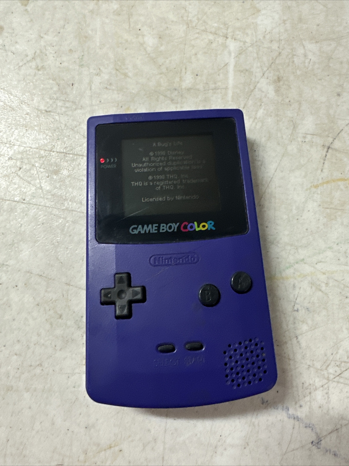 Nintendo Game Boy Color Grape Purple Handheld Console works No Sound +Game