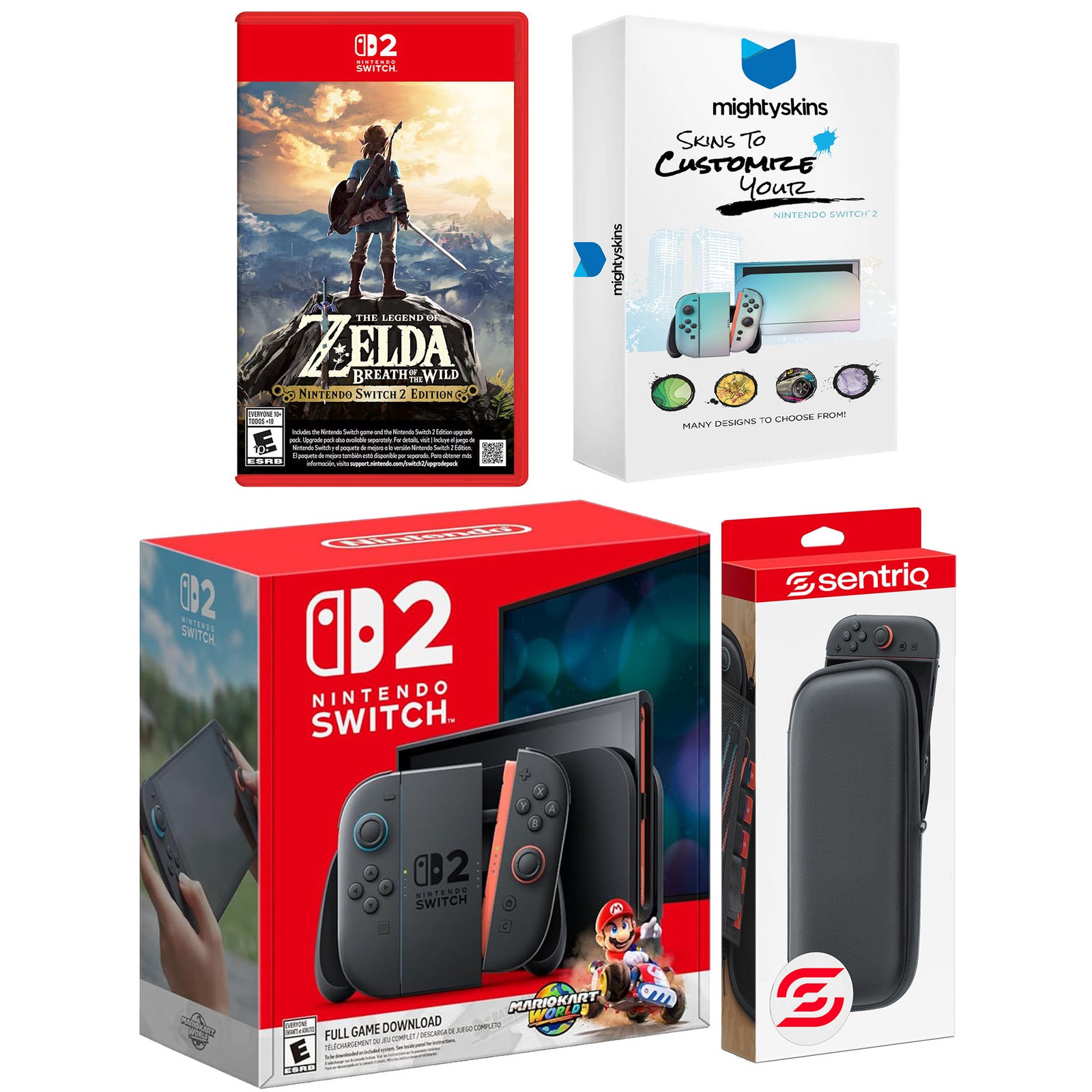 Nintendo Switch 2 Mario Kart World, Zelda Breath of the Wild and Case Bundle